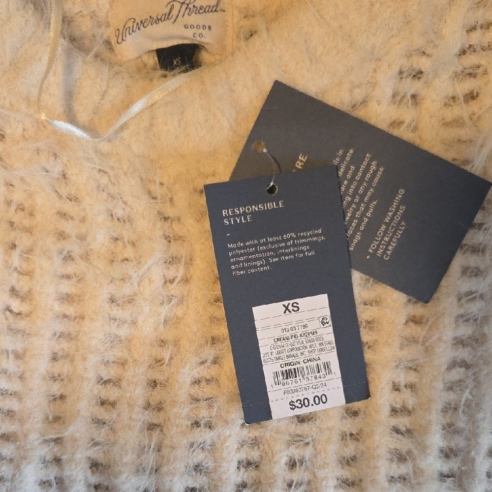 Universal Thread Cream Ribbed Sweater with Blue Jeans - Picture 10 of 10